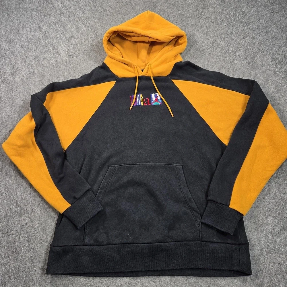 Jordan Hoodie Sweatshirt Mens Medium Black Yellow Air Jumpman Fleece BV5454-010